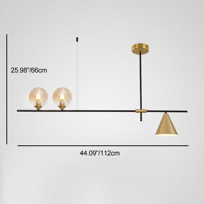 Contemporary Scandinavian Glass Iron Orb Linear 3/4/5 Lights Chandelier Island Light For Dining Room