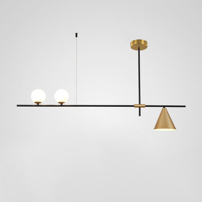 Contemporary Scandinavian Glass Iron Orb Linear 3/4/5 Lights Chandelier Island Light For Dining Room
