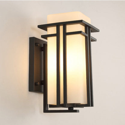 Contemporary Industrial Glass Iron Rectangular 1-Light Wall Sconce Lamp For Living Room