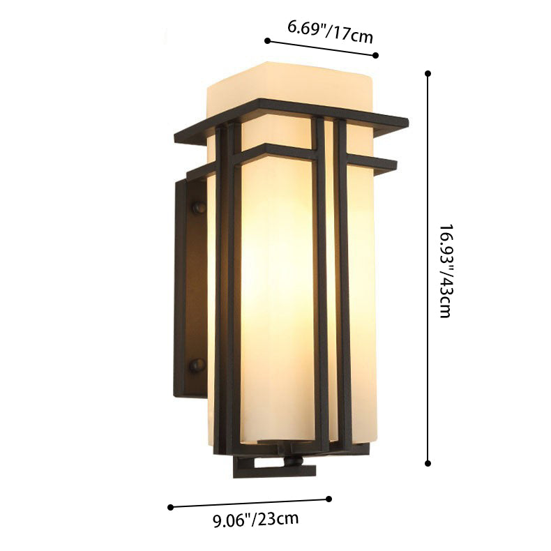 Contemporary Industrial Glass Iron Rectangular 1-Light Wall Sconce Lamp For Living Room