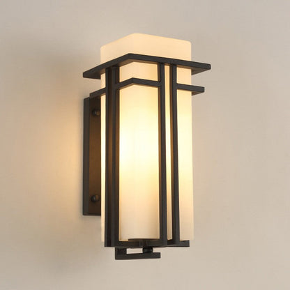 Contemporary Industrial Glass Iron Rectangular 1-Light Wall Sconce Lamp For Living Room