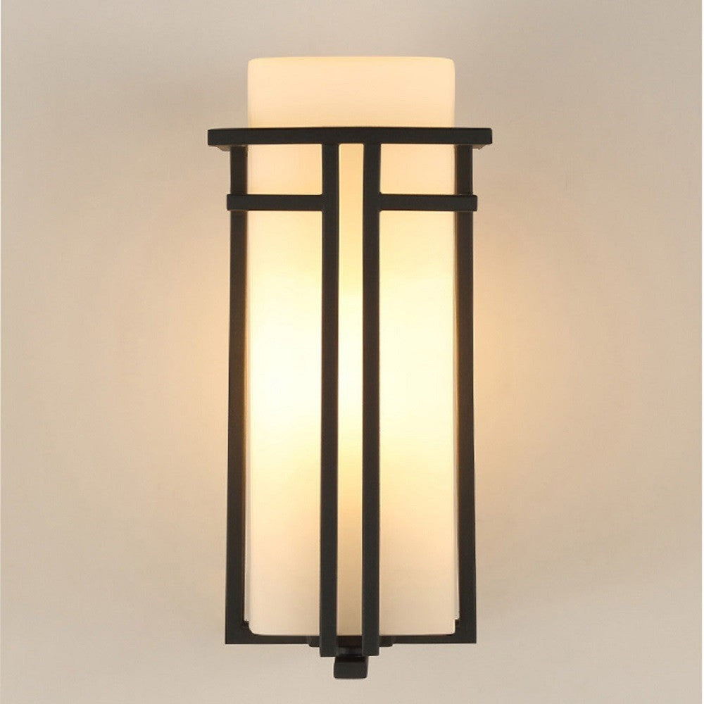 Contemporary Industrial Glass Iron Rectangular 1-Light Wall Sconce Lamp For Living Room