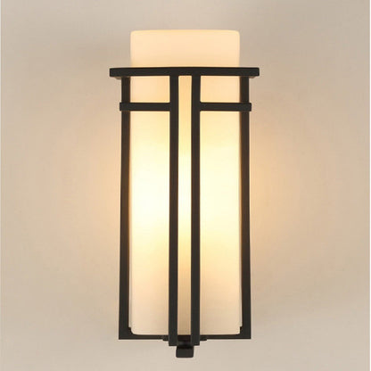 Contemporary Industrial Glass Iron Rectangular 1-Light Wall Sconce Lamp For Living Room