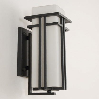 Contemporary Industrial Glass Iron Rectangular 1-Light Wall Sconce Lamp For Living Room