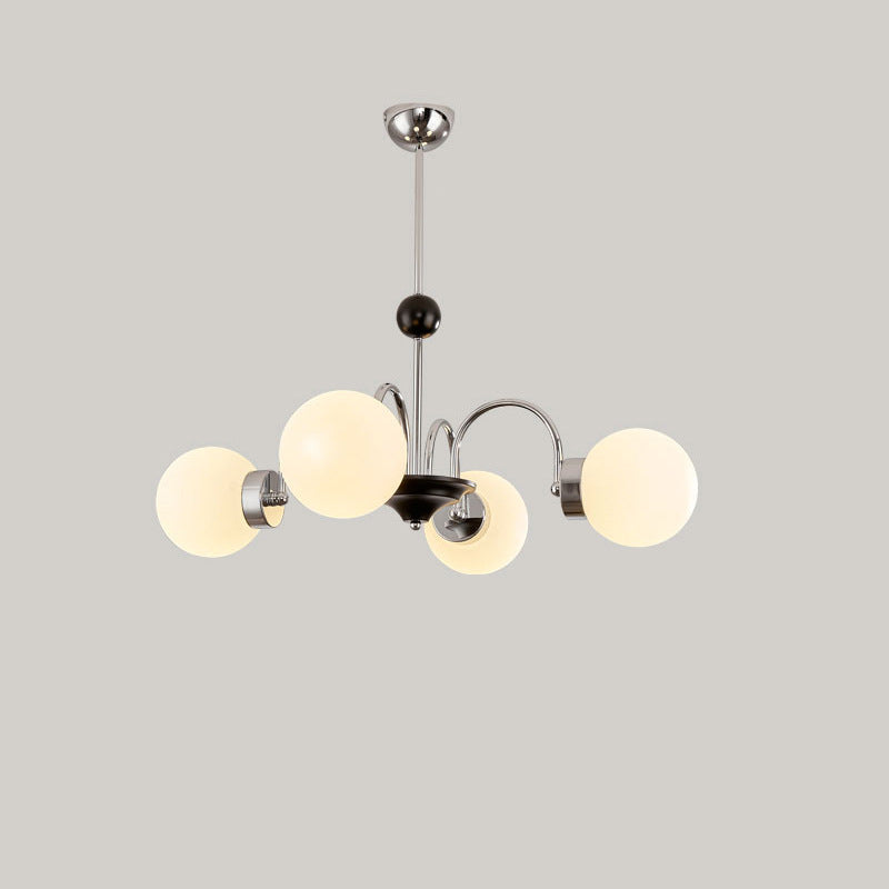 Traditional Chinese Glass Iron Branching Curved Round 3/4/5/6/8-Light Chandelier For Living Room