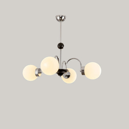 Traditional Chinese Glass Iron Branching Curved Round 3/4/5/6/8-Light Chandelier For Living Room