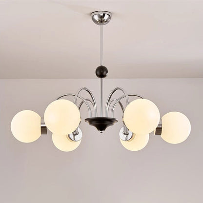 Traditional Chinese Glass Iron Branching Curved Round 3/4/5/6/8-Light Chandelier For Living Room