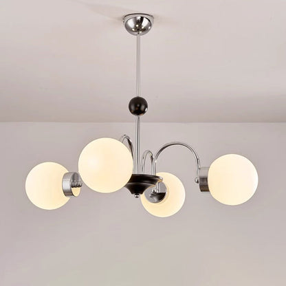 Traditional Chinese Glass Iron Branching Curved Round 3/4/5/6/8-Light Chandelier For Living Room