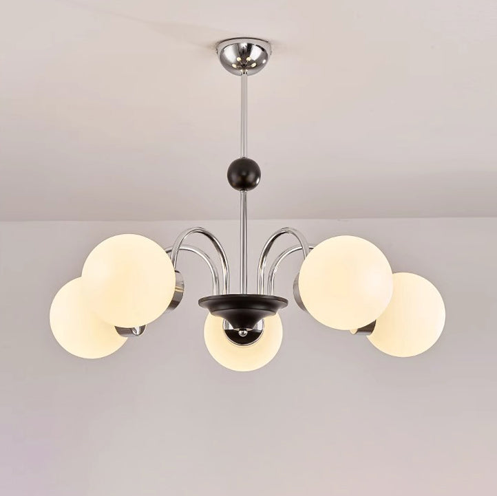 Traditional Chinese Glass Iron Branching Curved Round 3/4/5/6/8-Light Chandelier For Living Room