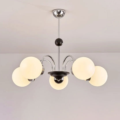Traditional Chinese Glass Iron Branching Curved Round 3/4/5/6/8-Light Chandelier For Living Room