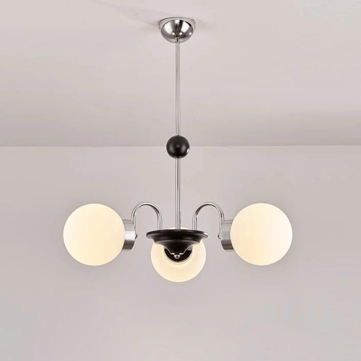 Traditional Chinese Glass Iron Branching Curved Round 3/4/5/6/8-Light Chandelier For Living Room
