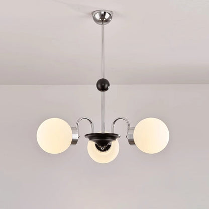 Traditional Chinese Glass Iron Branching Curved Round 3/4/5/6/8-Light Chandelier For Living Room