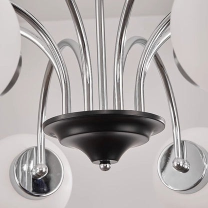 Traditional Chinese Glass Iron Branching Curved Round 3/4/5/6/8-Light Chandelier For Living Room