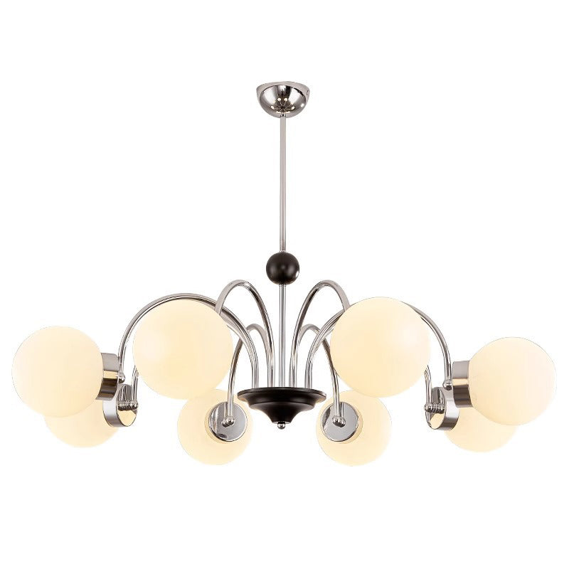Traditional Chinese Glass Iron Branching Curved Round 3/4/5/6/8-Light Chandelier For Living Room