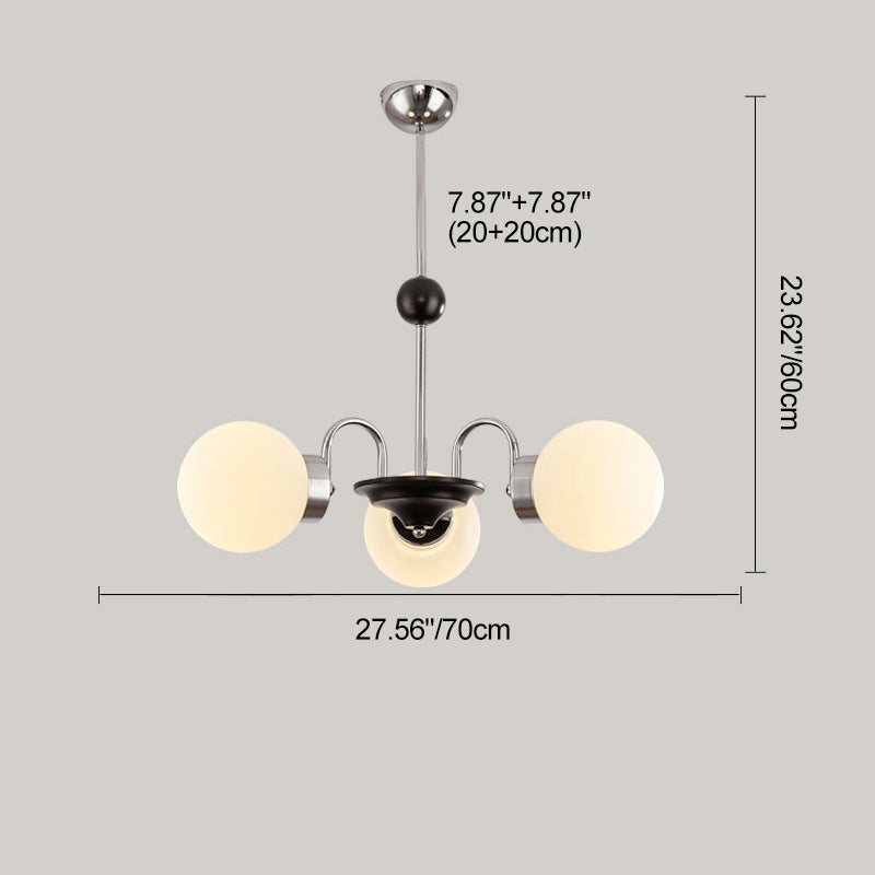 Traditional Chinese Glass Iron Branching Curved Round 3/4/5/6/8-Light Chandelier For Living Room