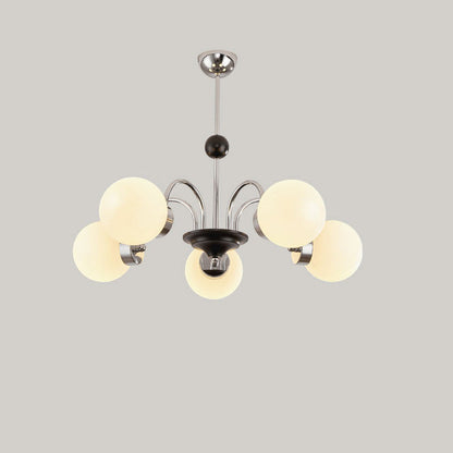 Traditional Chinese Glass Iron Branching Curved Round 3/4/5/6/8-Light Chandelier For Living Room