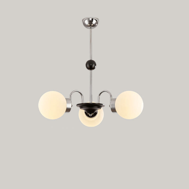 Traditional Chinese Glass Iron Branching Curved Round 3/4/5/6/8-Light Chandelier For Living Room