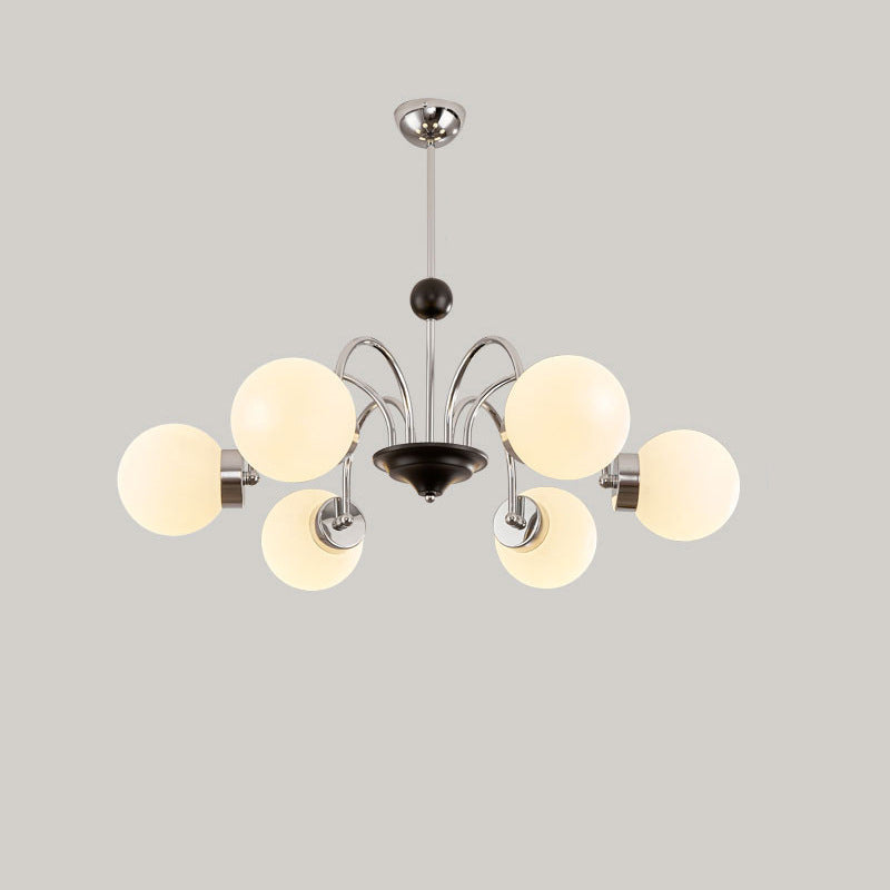 Traditional Chinese Glass Iron Branching Curved Round 3/4/5/6/8-Light Chandelier For Living Room