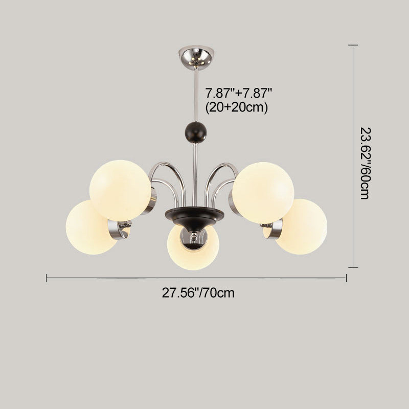 Traditional Chinese Glass Iron Branching Curved Round 3/4/5/6/8-Light Chandelier For Living Room