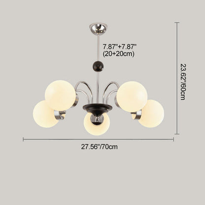 Traditional Chinese Glass Iron Branching Curved Round 3/4/5/6/8-Light Chandelier For Living Room