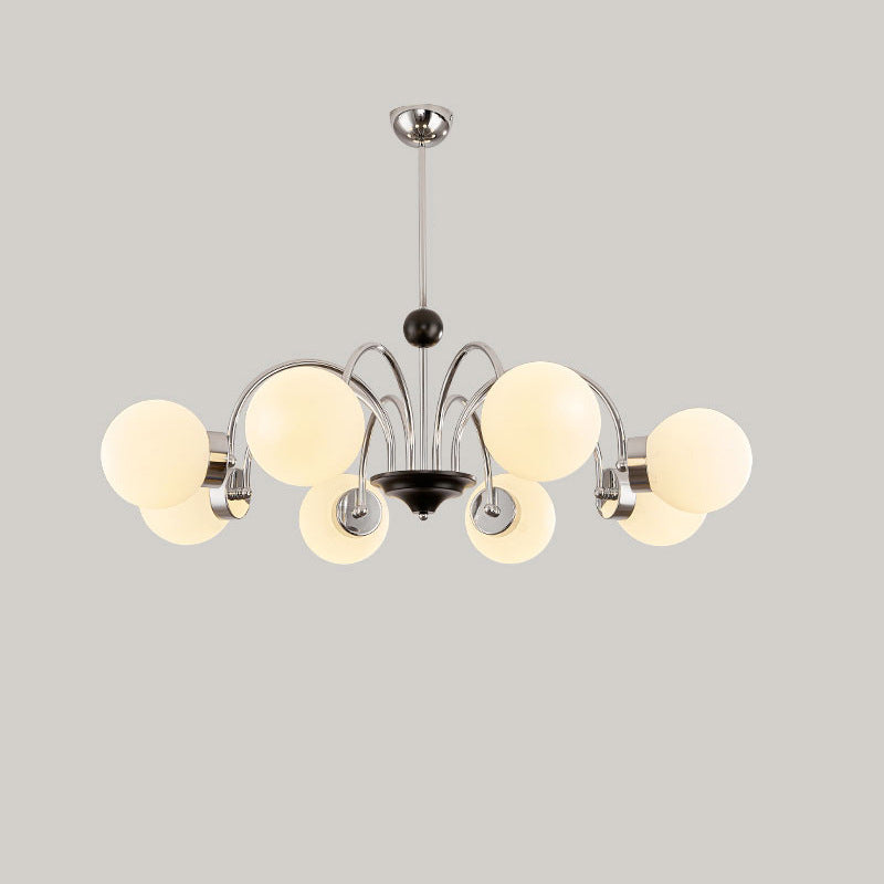 Traditional Chinese Glass Iron Branching Curved Round 3/4/5/6/8-Light Chandelier For Living Room