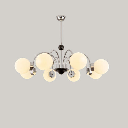 Traditional Chinese Glass Iron Branching Curved Round 3/4/5/6/8-Light Chandelier For Living Room