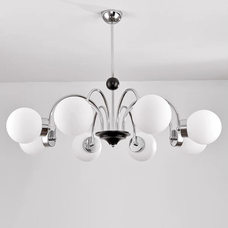 Traditional Chinese Glass Iron Branching Curved Round 3/4/5/6/8-Light Chandelier For Living Room