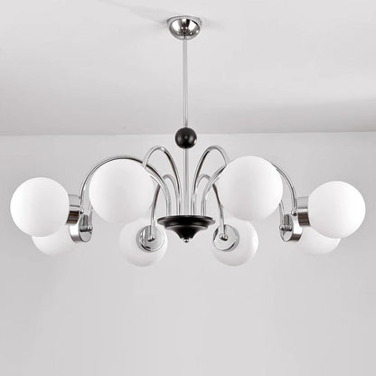 Traditional Chinese Glass Iron Branching Curved Round 3/4/5/6/8-Light Chandelier For Living Room