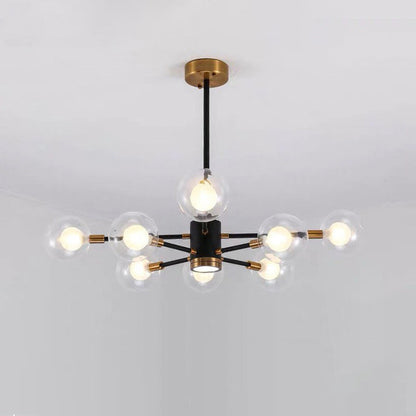 Contemporary Scandinavian Glass Iron Branch Linear Round 6/8/12/16-Light Chandelier For Living Room