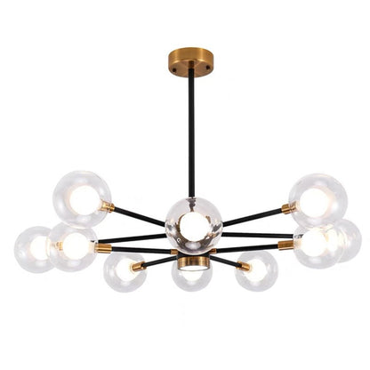 Contemporary Scandinavian Glass Iron Branch Linear Round 6/8/12/16-Light Chandelier For Living Room