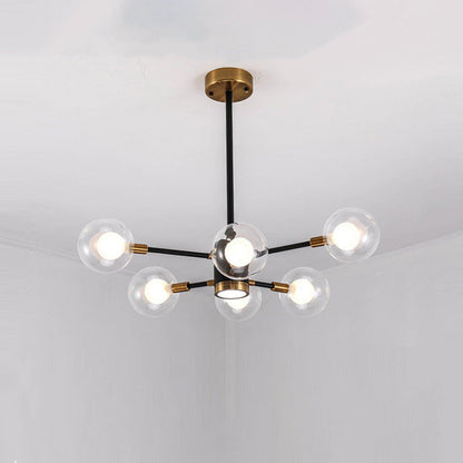 Contemporary Scandinavian Glass Iron Branch Linear Round 6/8/12/16-Light Chandelier For Living Room