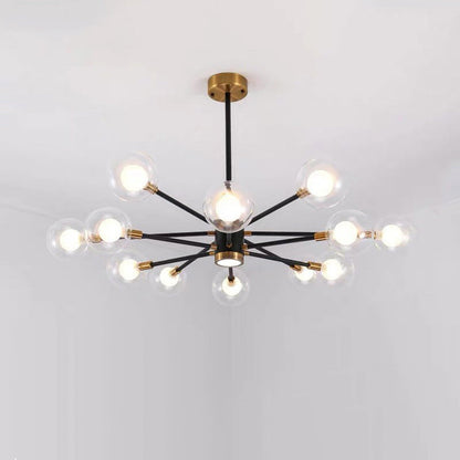 Contemporary Scandinavian Glass Iron Branch Linear Round 6/8/12/16-Light Chandelier For Living Room