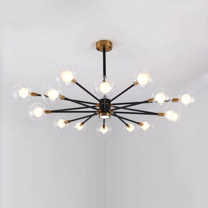 Contemporary Scandinavian Glass Iron Branch Linear Round 6/8/12/16-Light Chandelier For Living Room