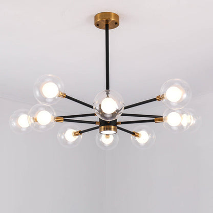 Contemporary Scandinavian Glass Iron Branch Linear Round 6/8/12/16-Light Chandelier For Living Room