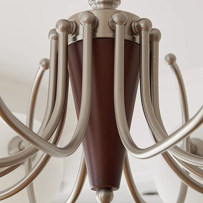 Traditional Vintage Iron Wood Glass Branch Globe 3/5/8/10-Light Chandelier For Living Room