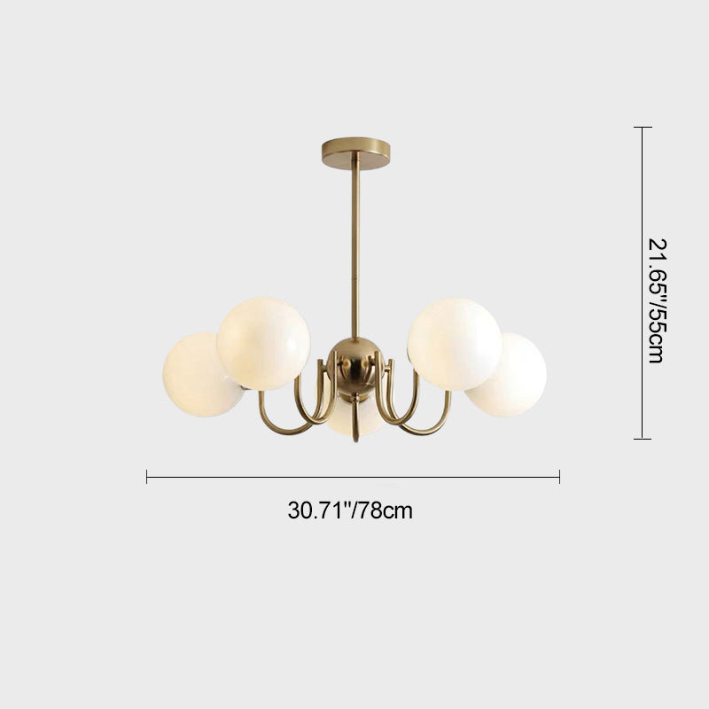 Traditional French Glass Iron Curved Branch 3/5/8-Light Chandelier For Living Room