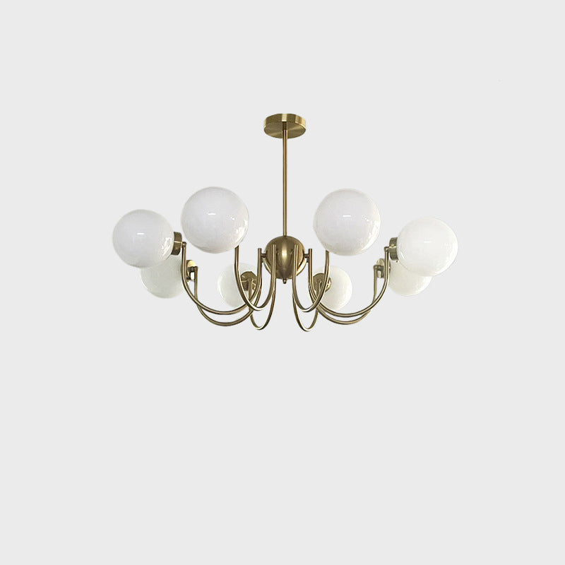 Traditional French Glass Iron Curved Branch 3/5/8-Light Chandelier For Living Room