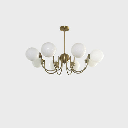 Traditional French Glass Iron Curved Branch 3/5/8-Light Chandelier For Living Room