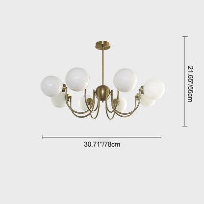Traditional French Glass Iron Curved Branch 3/5/8-Light Chandelier For Living Room