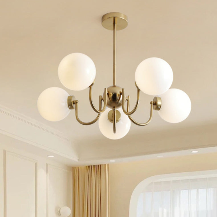 Traditional French Glass Iron Curved Branch 3/5/8-Light Chandelier For Living Room