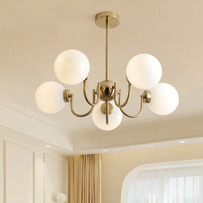 Traditional French Glass Iron Curved Branch 3/5/8-Light Chandelier For Living Room