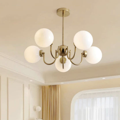 Traditional French Glass Iron Curved Branch 3/5/8-Light Chandelier For Living Room