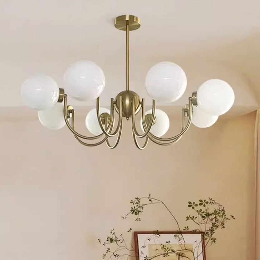 Traditional French Glass Iron Curved Branch 3/5/8-Light Chandelier For Living Room