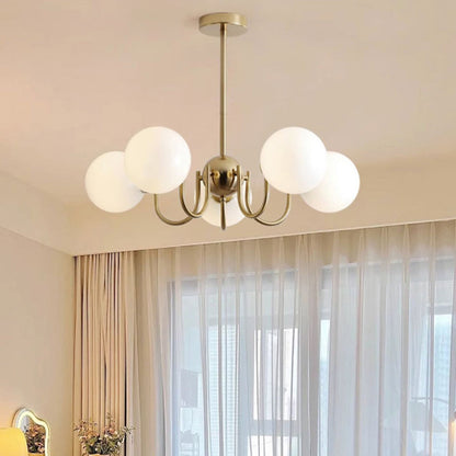 Traditional French Glass Iron Curved Branch 3/5/8-Light Chandelier For Living Room