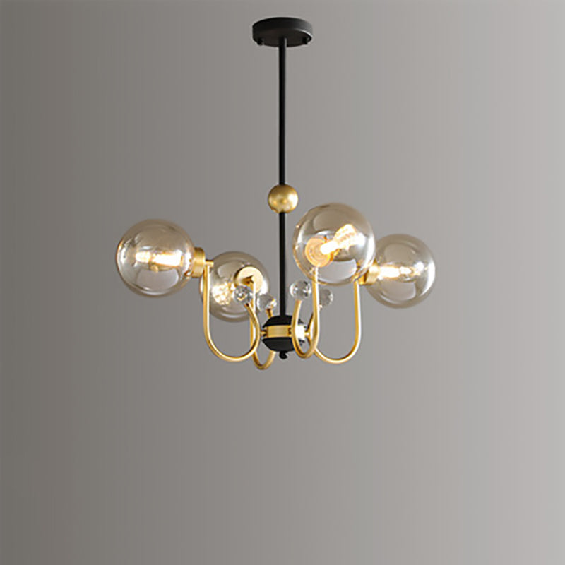 Contemporary Scandinavian Glass Iron Round Branch 4/8-Light Chandelier For Living Room
