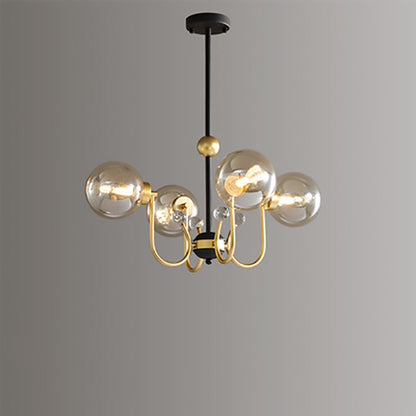 Contemporary Scandinavian Glass Iron Round Branch 4/8-Light Chandelier For Living Room