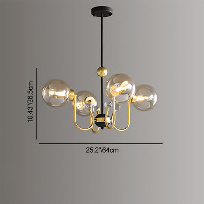 Contemporary Scandinavian Glass Iron Round Branch 4/8-Light Chandelier For Living Room