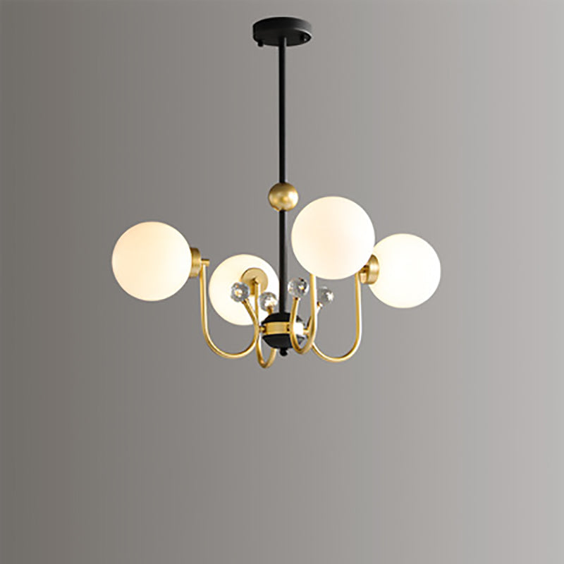 Contemporary Scandinavian Glass Iron Round Branch 4/8-Light Chandelier For Living Room