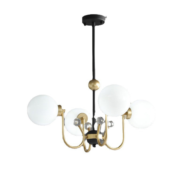 Contemporary Scandinavian Glass Iron Round Branch 4/8-Light Chandelier For Living Room