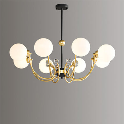 Contemporary Scandinavian Glass Iron Round Branch 4/8-Light Chandelier For Living Room